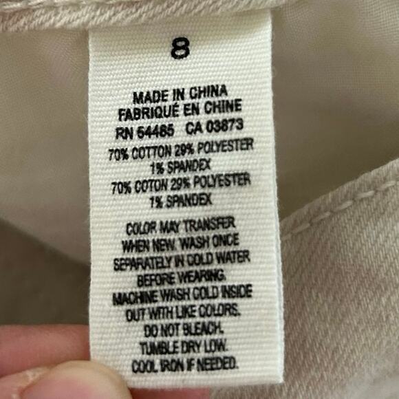 American Eagle Women Micro Denim Jean Shorts Stretch Floral Beige Preppy Size 8 - Picture 4 of 7